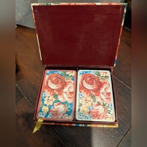 New Vintage Avon Floral Playing Cards Set in Decorative Box